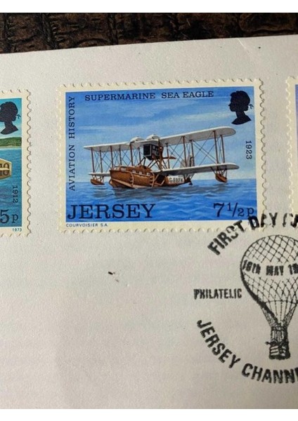 Ingiliz Sömürge Ingiltere Ilk Gün Zarfı ve Pulları Fdc Jersey Uçak Havacılık Temalı Damgalı Tam Seri Jersey 1973, Manned Flight History