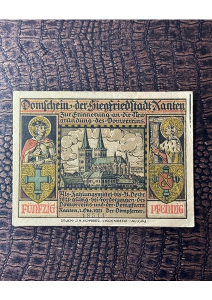 Alman Reich Dönemi Acil Durum Parası 1921 Notgeld Xanten 50 Pfennig Çok Çok Temiz – Ççt (Extremely Fine Xf) fiyatları