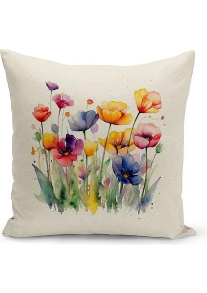 Flower/vintage Serisi Çift Tarafı Dijital Baskılı 4'lü Kırlent Kılıfı Seti (Cushion Cover Set)