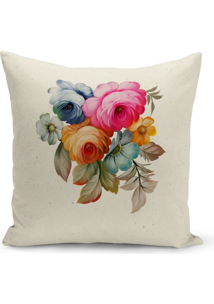 Flower/vintage Serisi Çift Tarafı Dijital Baskılı 4'lü Kırlent Kılıfı Seti (Cushion Cover Set)