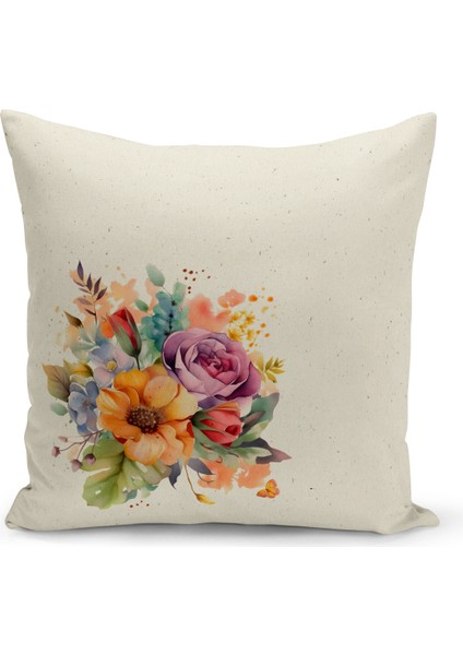 Flower/vintage Serisi Çift Tarafı Dijital Baskılı 4'lü Kırlent Kılıfı Seti (Cushion Cover Set)