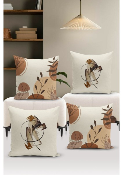 Minimalist Serisi Çift Tarafı Dijital Baskılı 4'lü Kırlent Kılıfı Seti (Minimalist Cover Set)