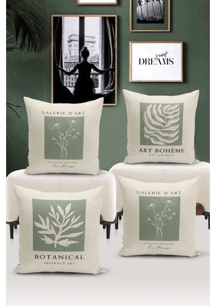 Sanat Serisi Çift Tarafı Dijital Baskılı 4'lü Kırlent Kılıfı Seti (Art Cover Set)