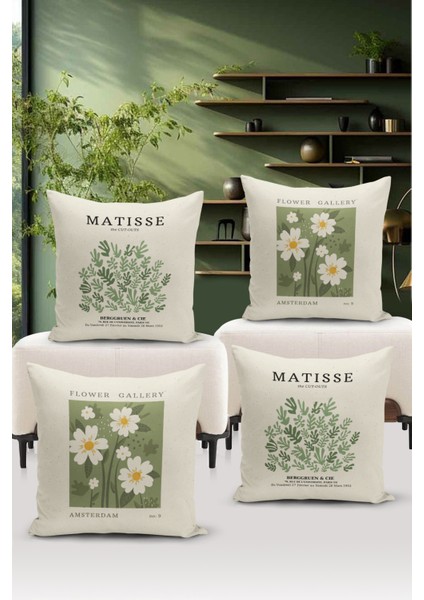 Sanat Serisi Çift Tarafı Dijital Baskılı 4'lü Kırlent Kılıfı Seti (Art Cover Set)