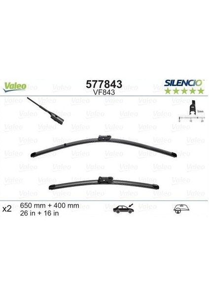 Silecek Süpürgesi Ön Muz Tipi Silencio (Sessiz) Bmw X1 F48 2015- (650MM+400MM)