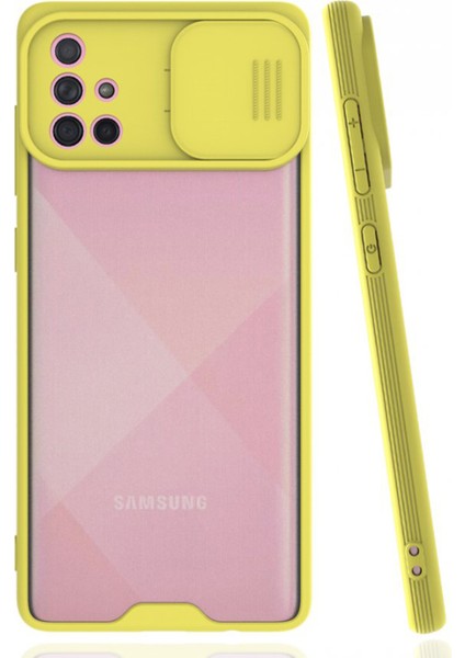 Samsung Galaxy A71 Uyumlu Platin Kamera Kızaklı Arka Koruma Kılıf