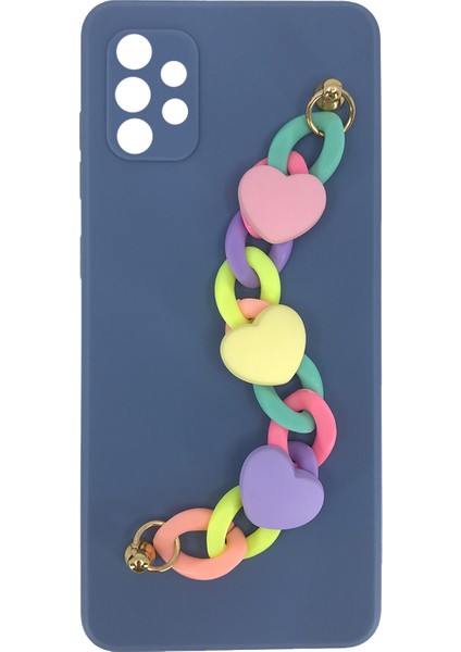 Samsung Galaxy A72 Uyumlu Bilek Zincirli Arka Koruma Kılıf