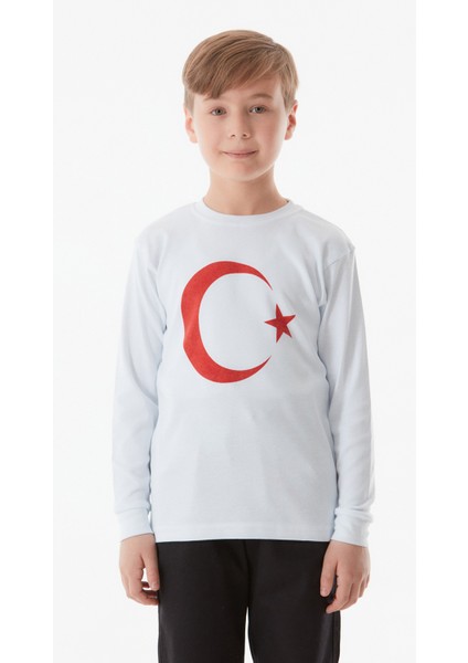 Türk Bayrağı Baskılı Çocuk Sweatshirt