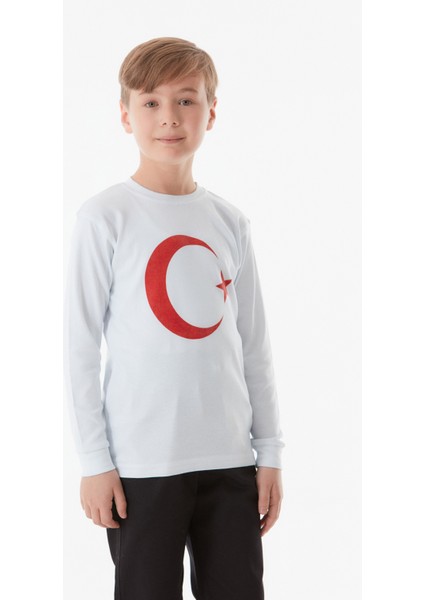 Türk Bayrağı Baskılı Çocuk Sweatshirt