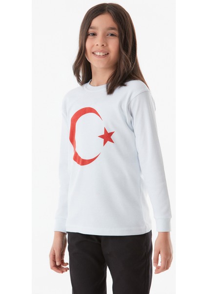 Türk Bayrağı Baskılı Çocuk Sweatshirt