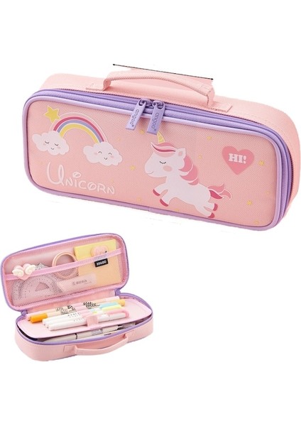 Ilk ve Orta Okul Öğrencileri Için Tuval Kırtasiye Çok Katmanlı Depolama Taşınabilir Kumaş Kore Tarzı Yaratıcı Kalem Kutusu (Yurt Dışından)