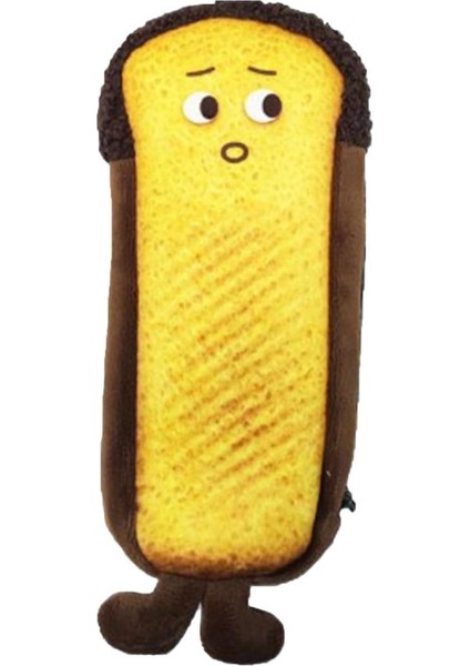 Sevimli Tost Şekli Peluş Yumuşak Malzeme Kullanışlı Fermuar Çok Yönlü Kullanım Kalem Kutusu (Yurt Dışından)