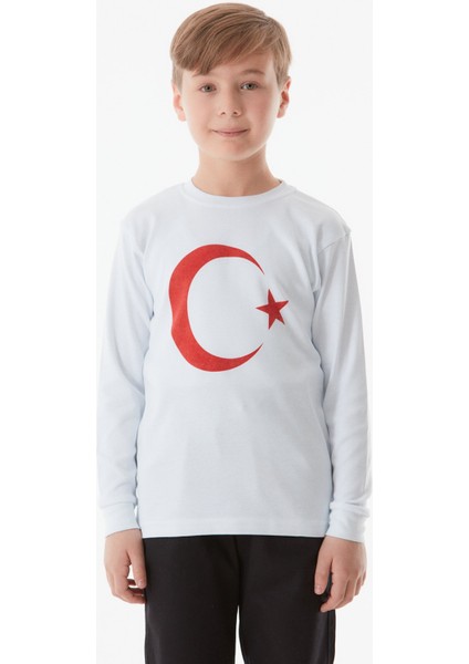 Türk Bayrağı Baskılı Çocuk Sweatshirt