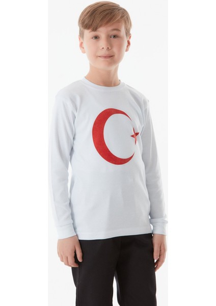 Türk Bayrağı Baskılı Çocuk Sweatshirt