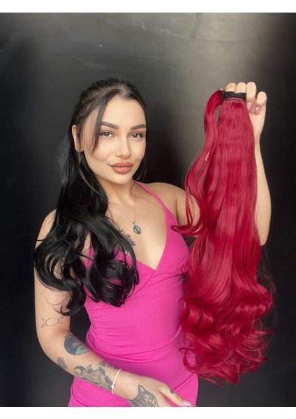 Cırcırtlı Bağcıklı At Kuyruğu Tak Çık Ateş Kızılı