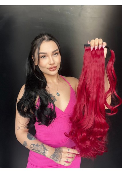 Cırcırtlı Bağcıklı At Kuyruğu Tak Çık Ateş Kızılı fiyatları