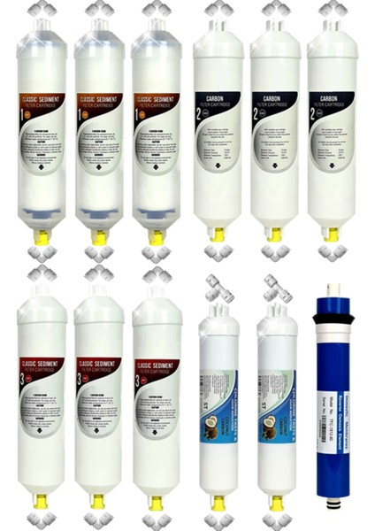 Su Arıtma Cihazı Yeni Seri Inline 2 Yıllık Avantajlı 80 Gpd Domestic Membranlı Bakım Seti