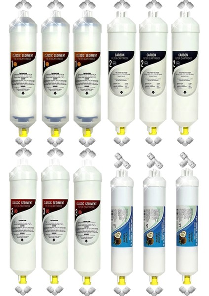 Kapalı Kasa Su Arıtma Cihazı Uyumlu Yeni Seri 4 Aşamalı Avantajlı Inline Filtre 3 Takım Seti