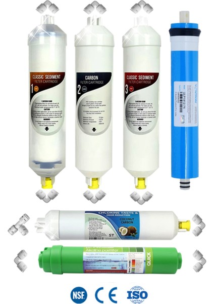 Su Arıtma Cihazı Yeni Seri Ph Dengeleyici 6 Aşamalı Inline Vontron Membranlı Bakım Seti