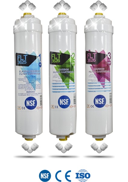 Kapalı Kasa Su Arıtma Cihazı Yeni N Sf'li Özel Seri 3 Aşamalı Inline 6 Aylık Filtre Seti