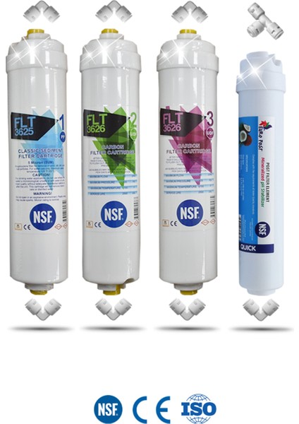 Kapalı Kasa Su Arıtma Cihazı Yeni N Sf'li Özel Seri 4 Aşamalı Inline Filtre Seti