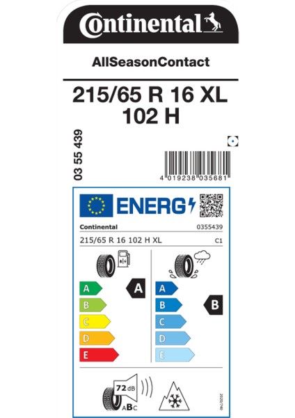 215/65 R16 102H Xl Allseasoncontact M+S Oto 4 Mevsim Lastiği (Üretim Yılı: 2024) fiyatları