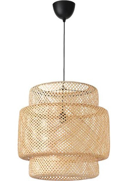 Istanbul Avize Rattan 40 cm Siyah Tesisatlı Avize Bambu,iskandinav,bohem,modern Aydınlatma