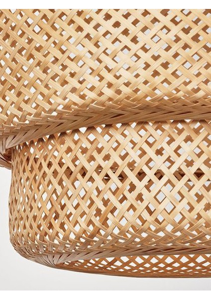 Istanbul Avize Rattan 40 cm Siyah Tesisatlı Avize Bambu,iskandinav,bohem,modern Aydınlatma