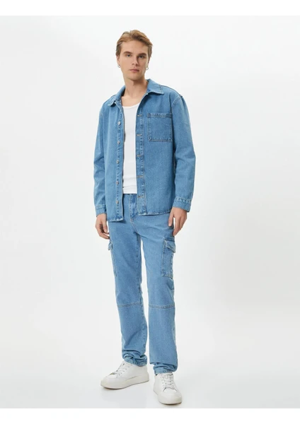 4Sam50001Nd 600 Açık İndigo Erkek Denim Gömlek