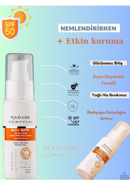 Güneş Kremi Yüksek Koruma SPF50 +Aloe Vera +Vitamin E + Pro B5 Vitamin