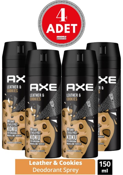 Erkek Deodorant Sprey Leather & Cookies 150 ml 4 Adet