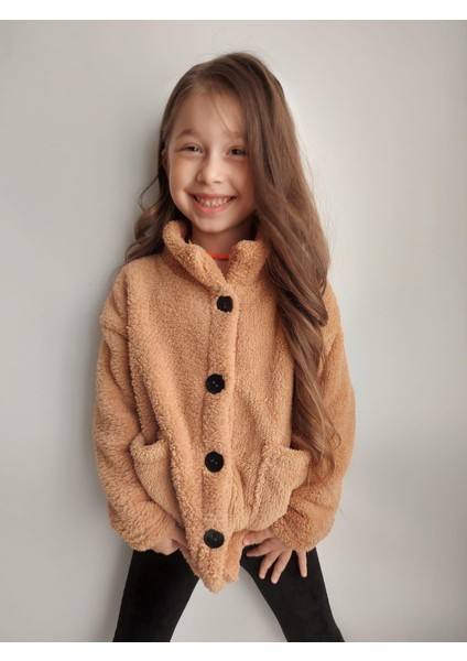 Unisex Çocuk Mürdüm Peluş Ceket Beden Tablosuna Göre Alım Yapabilirsiniz