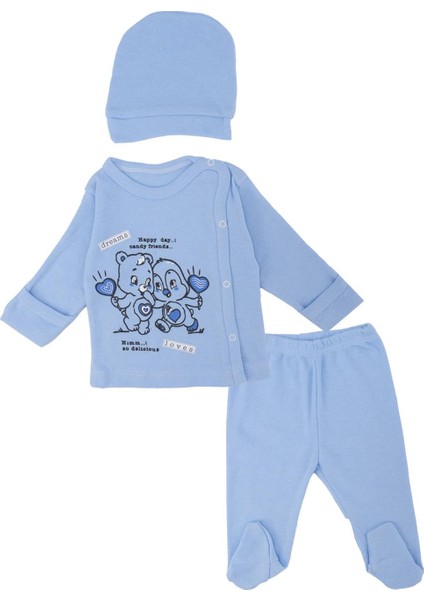 Unisex Bebek Sevimli Hayvan Baskılı Body Zıbın Badi 3'lü Takım