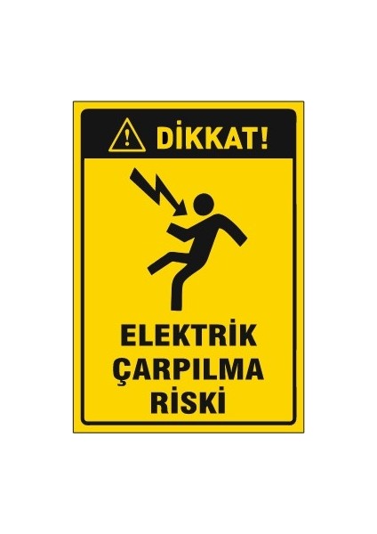 Dikkat Elektrik Çarpılma Riski Uyarı İkaz Levhası G-1