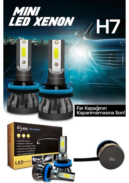 Slim LED Xenon Şimşek Etkili Mini Beyaz H7 Kapak Kapanma Garantili