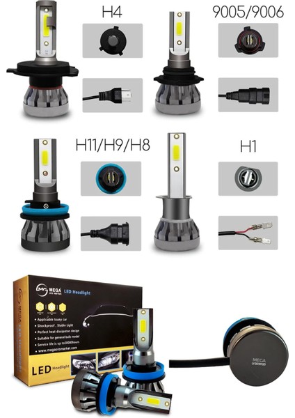 Slim LED Xenon Şimşek Etkili Mini Beyaz H7 Kapak Kapanma Garantili modelleri