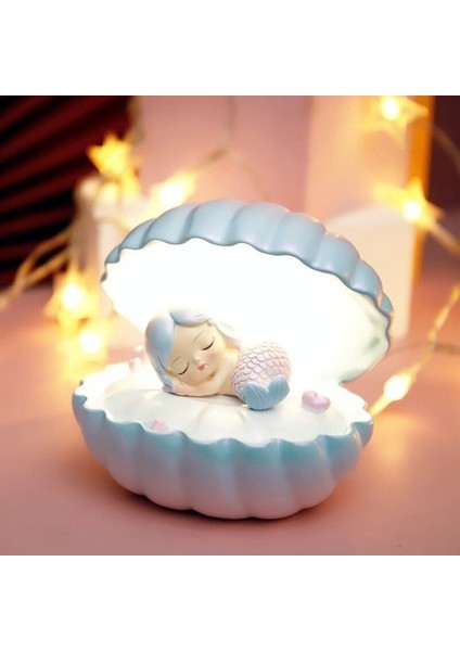 Sevimli Kabuk Denizkızı Gece Lambası Çocuklar Yıldız Kabuk Peri Işıkları Çocuklar Için Masa Gece Lambası Kız Odası Işıkları Kawaii Süslemeleri (Yurt Dışından)