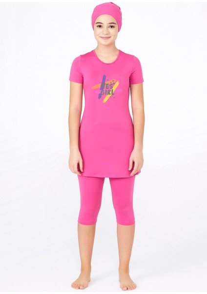 Genç Kısa Kollu Yarı Kapalı Likralı Mayo Maresiva Joy 8348 Fuşya fiyatları