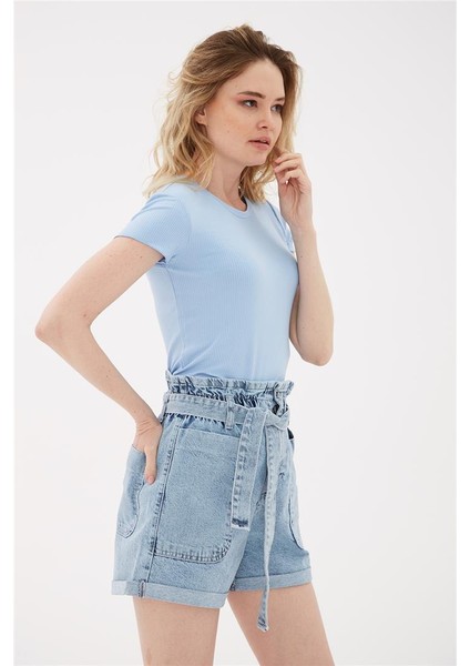Kısa Kollu T-Shirt Mavi modelleri