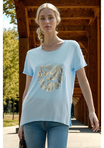 Baskılı T-Shirt Mavi / Blue