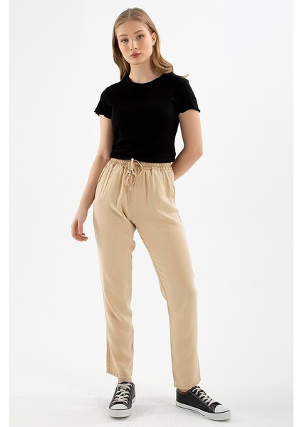 Beli Bağlamalı Pantolon Bej