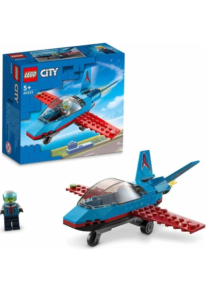 LEGO® City Gösteri Uçağı 60323 - 5 Yaş ve Üzeri Çocuklar için Pilot Minifigürü İçeren Oyuncak Jet Yapım Seti (59 Parça)