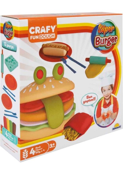 SunmanCrafy Süper Burger Oyun Hamuru Seti 200 gr. 12 Parça S01002015