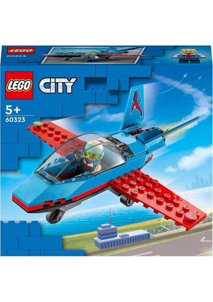 LEGO® City Gösteri Uçağı 60323 - 5 Yaş ve Üzeri Çocuklar için Pilot Minifigürü İçeren Oyuncak Jet Yapım Seti (59 Parça)