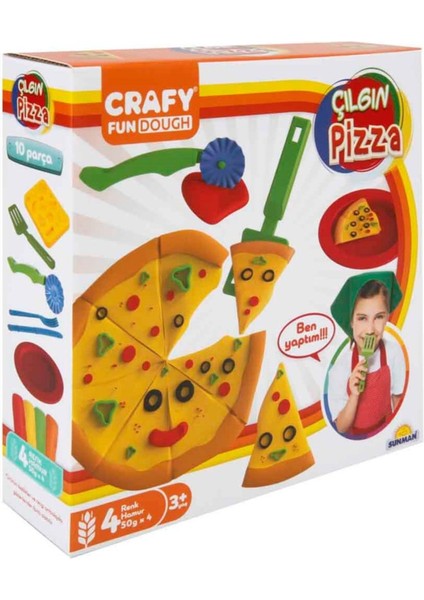 Sunman Crafy Çılgın Pizza Oyun Hamuru Seti 200 gr. 10 Parça S01002012