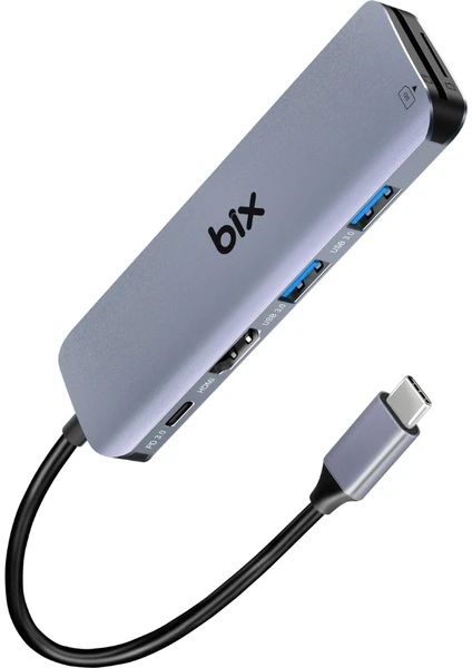 BX09HB Type-C to 2*USB 3.0 4K HDMI PD 100W SD ve Micro SD Kart Okuyucu Çoklayıcı Hub