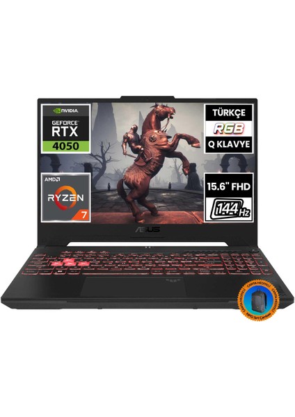 Tuf Gaming A15 FA507NU-LP030A12 Ryzen7 7735HS 64GB 512SSD+1TBSSD RTX4050 15.6" Fullhd Freedos Taşınabilir Pc