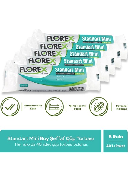 Standart Mini Boy Çöp Poşeti x 5 Rulo