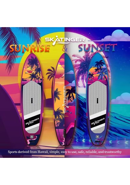 Lethe Boards Sunrıse Double Layer Sup Paddle Board Skatinger , Isup Şişme Sörf Tahtası Kürek Sörfü Full Set 335 x 84 x 15 cm + Su Geçirmez Telefon Kılıfı