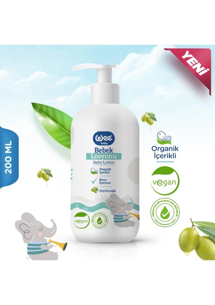 Wee Baby Bebek Yağı 150 ml + Şampuan 500 ml + Losyon 200 ml + Banyo Süngeri 4'lü Bakım Seti